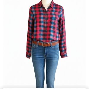Lucky brand red button down shirt size xs